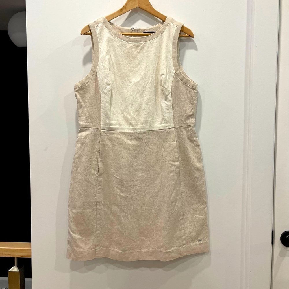 Tommy Hilfiger Linen Sleeveless Beige Dress Size 16